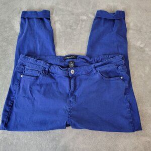 Morgan Walker Womens Jeans 18 Plus Capri Bright Blue Denim Zip Fly CAP4E